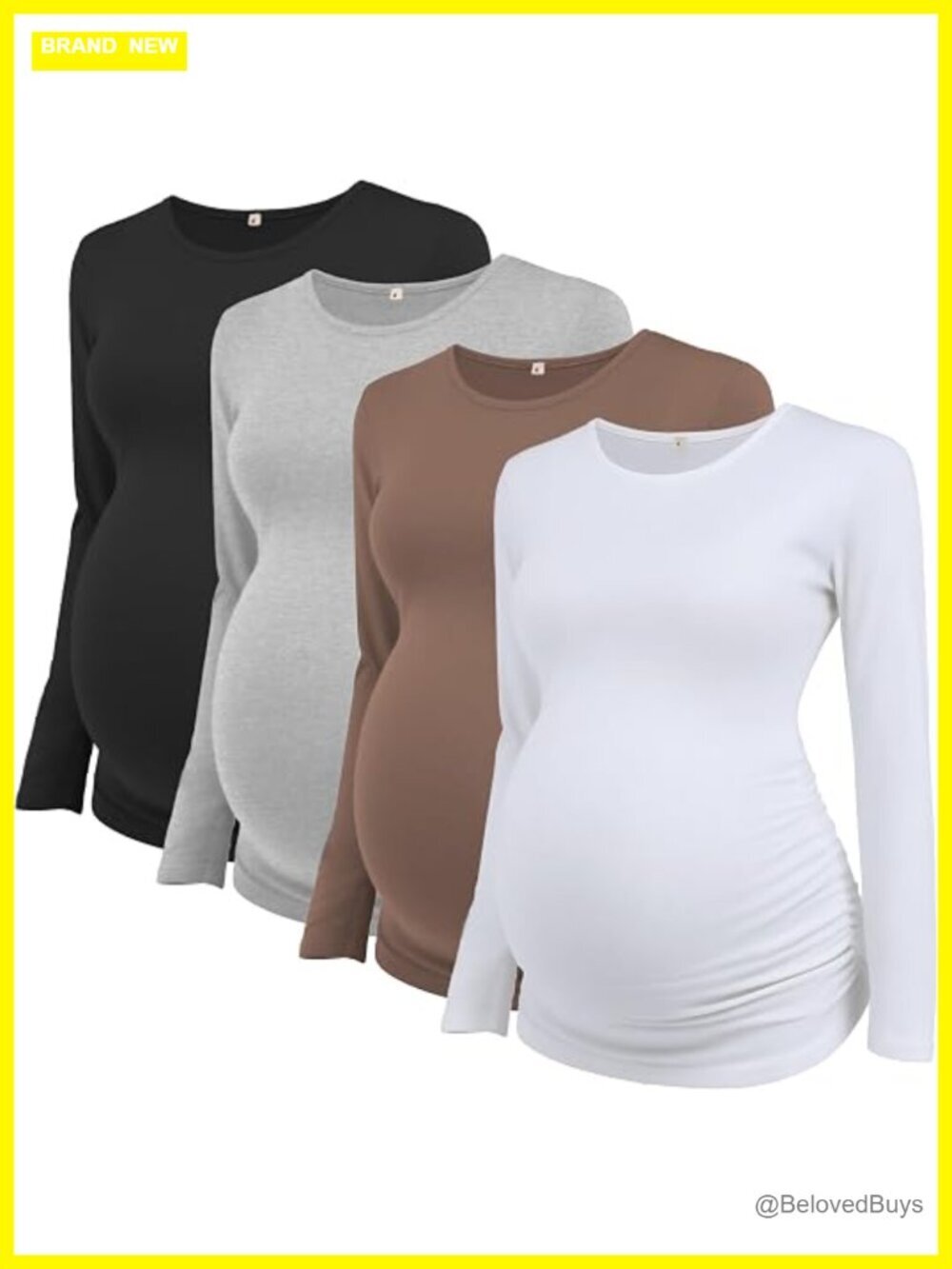 Maternity Long Sleeve T-Shirt Pack Soft Stretchy Side Ruched